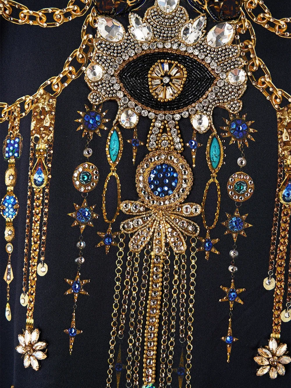  Camilla Shirred Cuff Amulet Bomber Jacket - Blue 