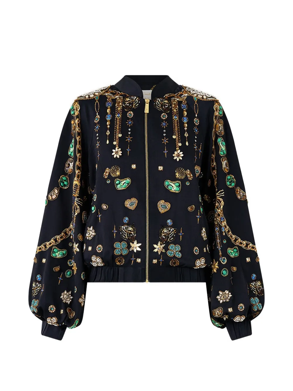 Camilla Amulett-Bomberjacke mit gerafften Bündchen - Blau