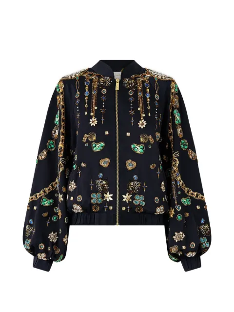 Camilla shirred cuff amulet bomber jacket