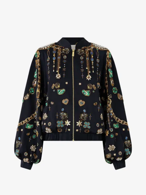 Camilla shirred cuff amulet bomber jacket