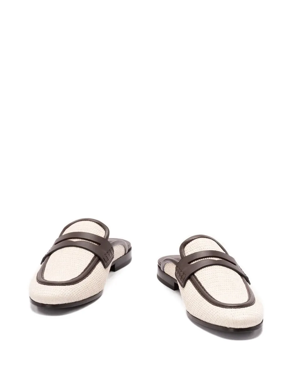 Brunello Cucinelli raffia leather mules Beige