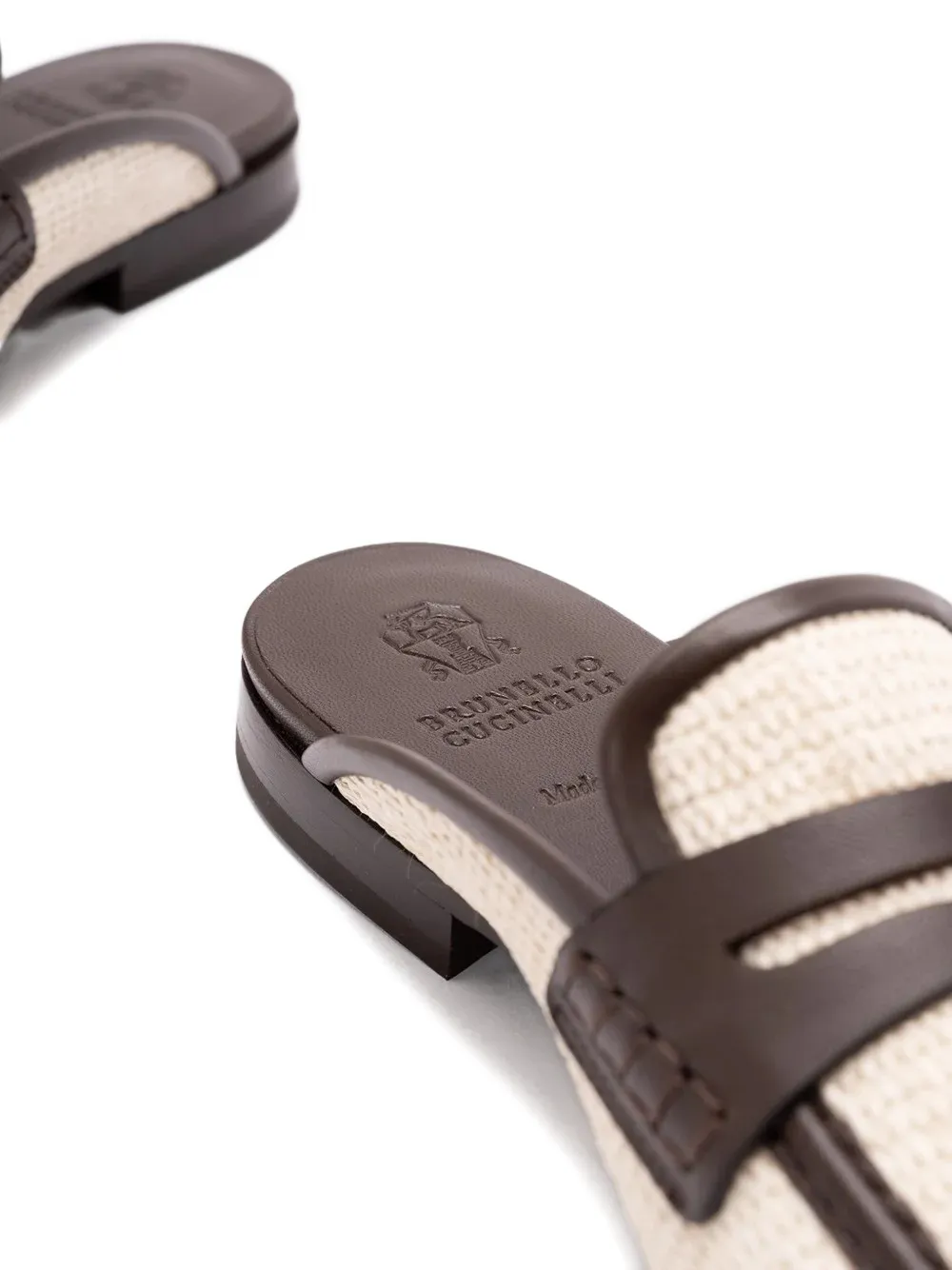 Brunello Cucinelli raffia leather mules Beige