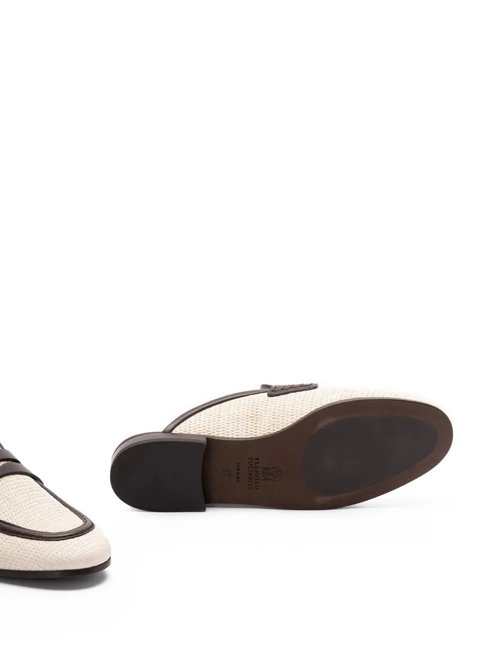 Brunello Cucinelli raffia leather mules Beige