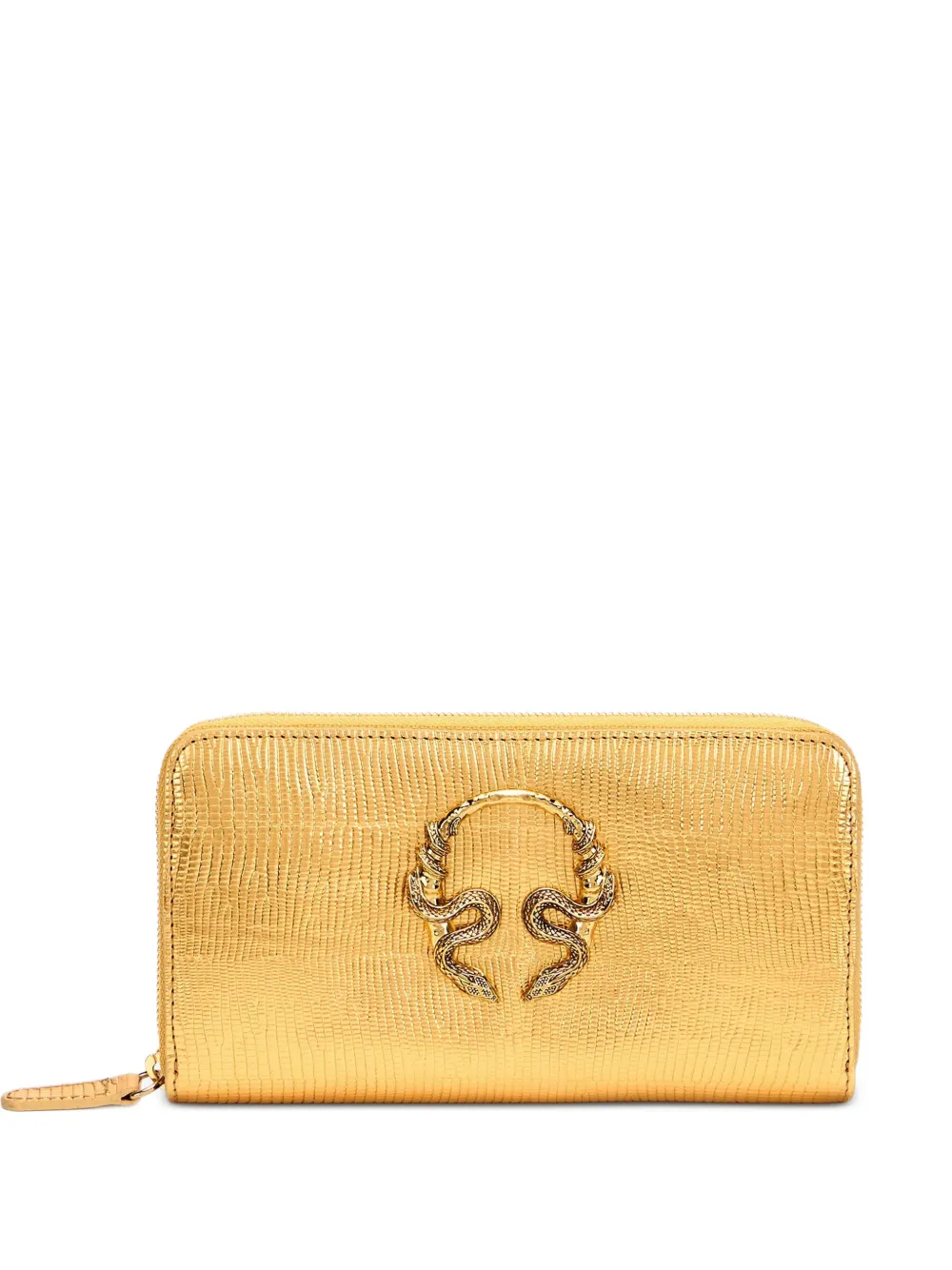 Roberto Cavalli embossed zip wallet - Oro