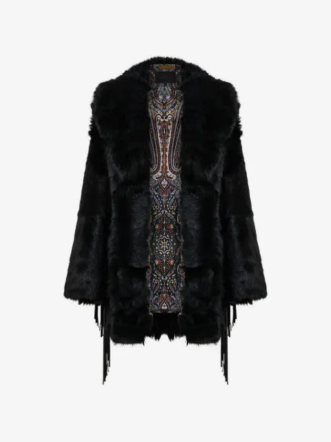 Camilla removable fringing shearling coat