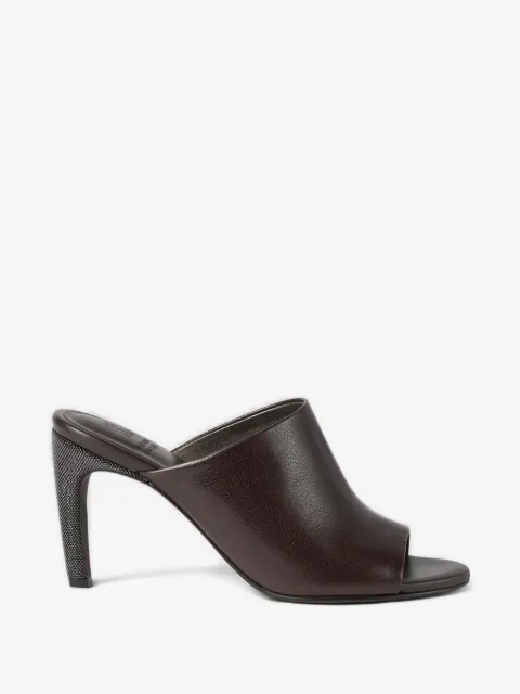Brunello Cucinelli monili-embellished leather heeled mules