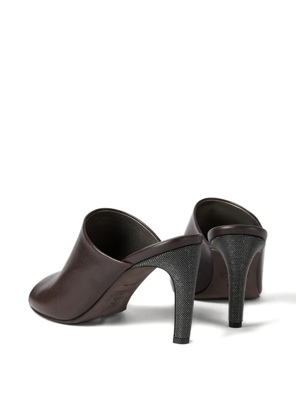 Brunello Cucinelli leather embellished heels mules Bruin