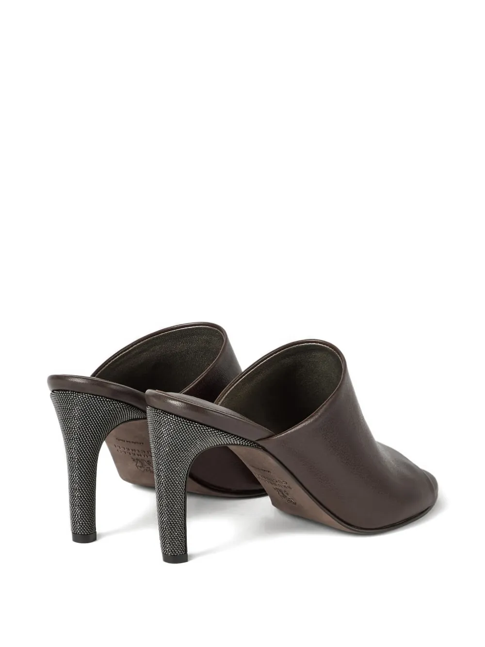 Brunello Cucinelli leather embellished heels mules Bruin