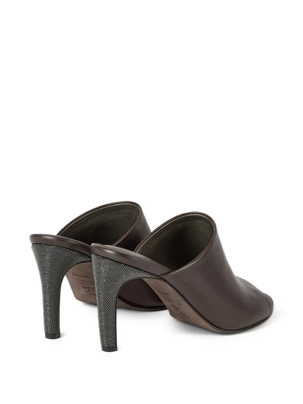 Leather Embellished Heels Mules