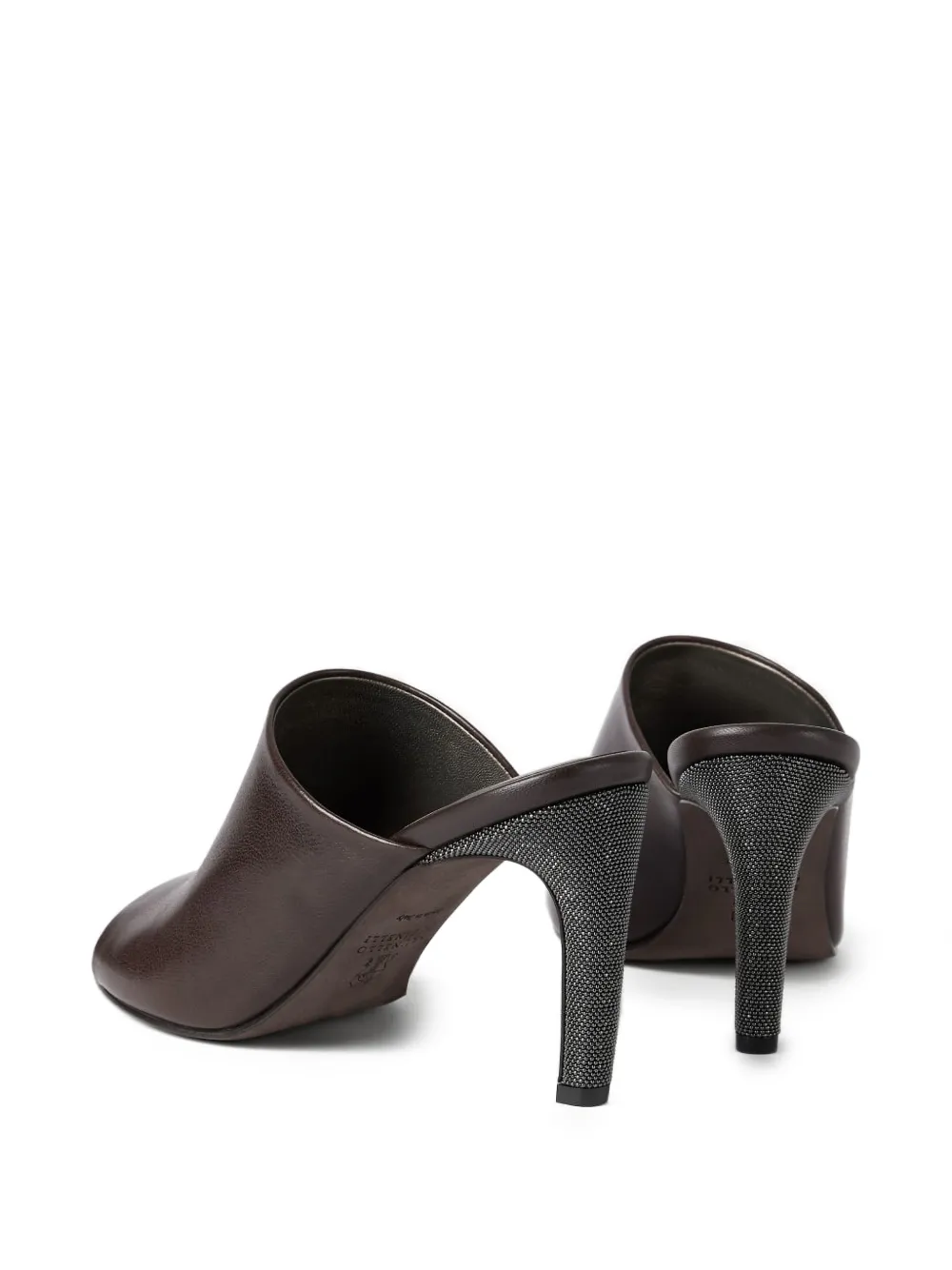 Leather Embellished Heels Mules