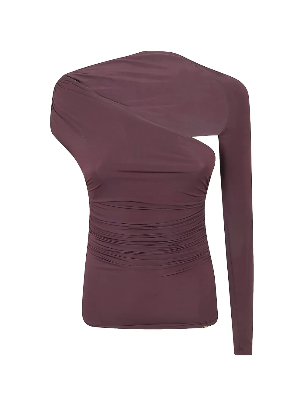 Elisabetta Franchi draped asymmetric-sleeve top - Marrone