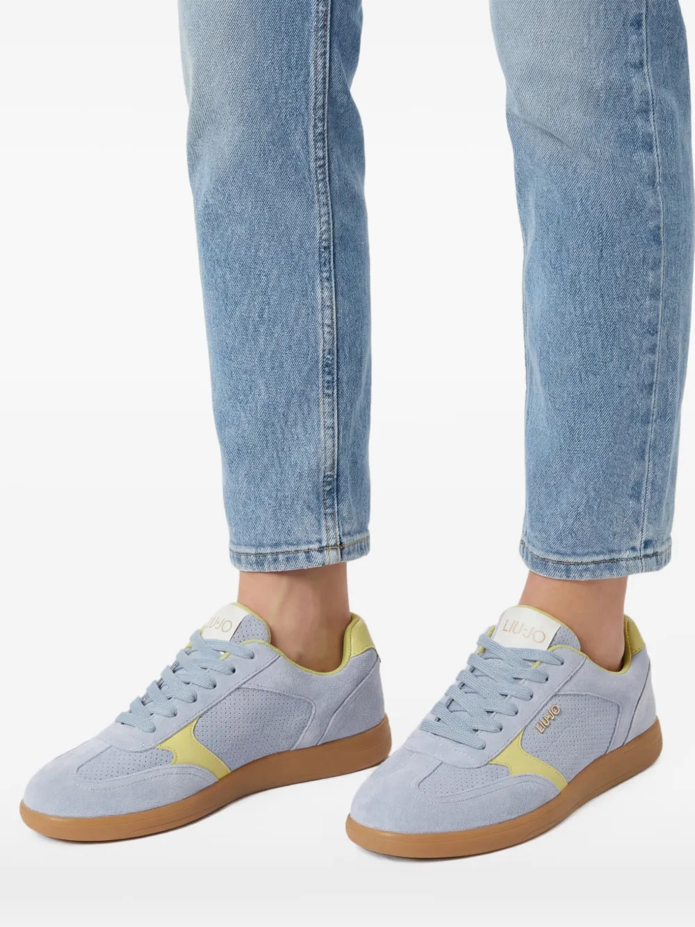 LIU JO Connor geperforeerde leren sneakers Blauw