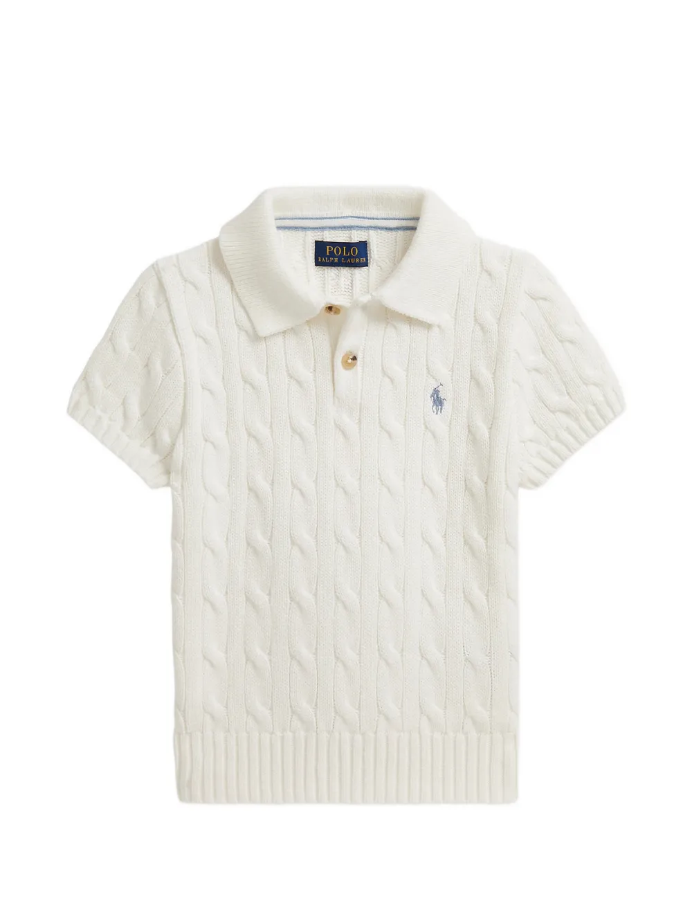 POLO RALPH LAUREN KIDS cable knit polo shirt - Toni neutri