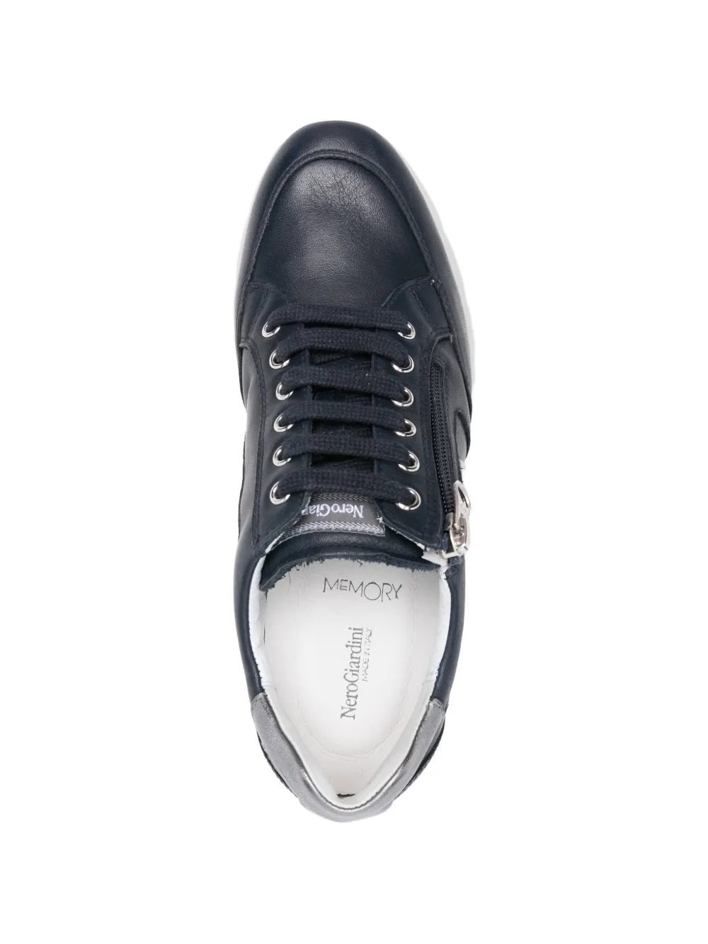 NERO GIARDINI Leren sneakers met rits Blauw