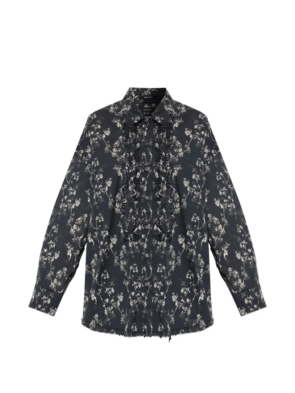 R13 ruffled floral-print shirt - Nero