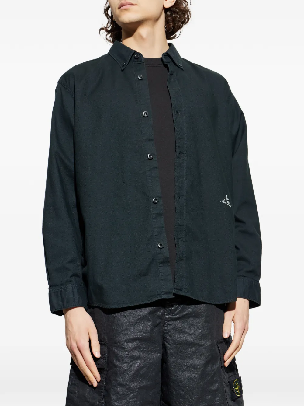 Stone Island Overhemd met borduurwerk Blauw