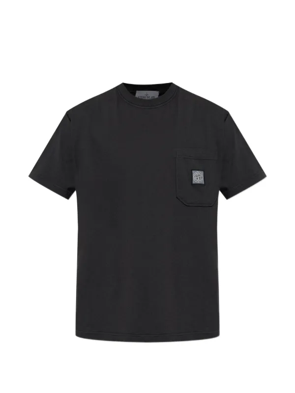 Stone Island 2100032 Organic Cotton Jersey 'fissato' Effect T-shirt in Black