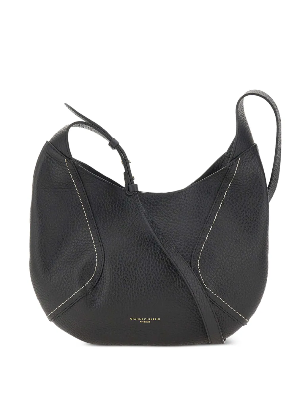 GIANNI CHIARINI medium Juno contrast-stitch grainy shoulder bag - Nero