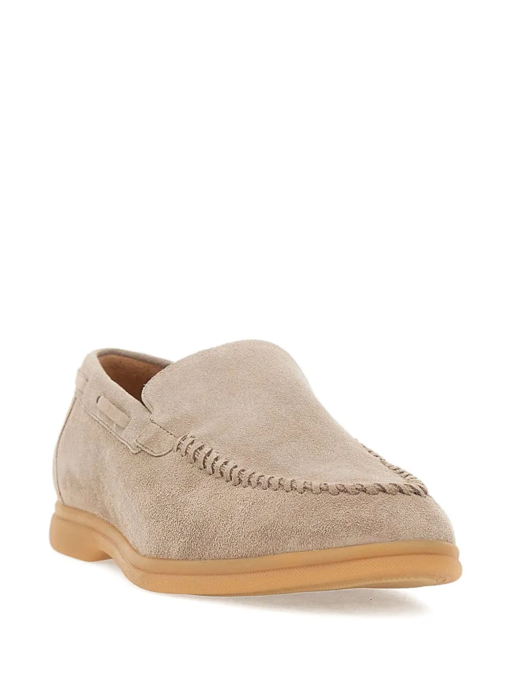 Eleventy stitched suede loafers Beige