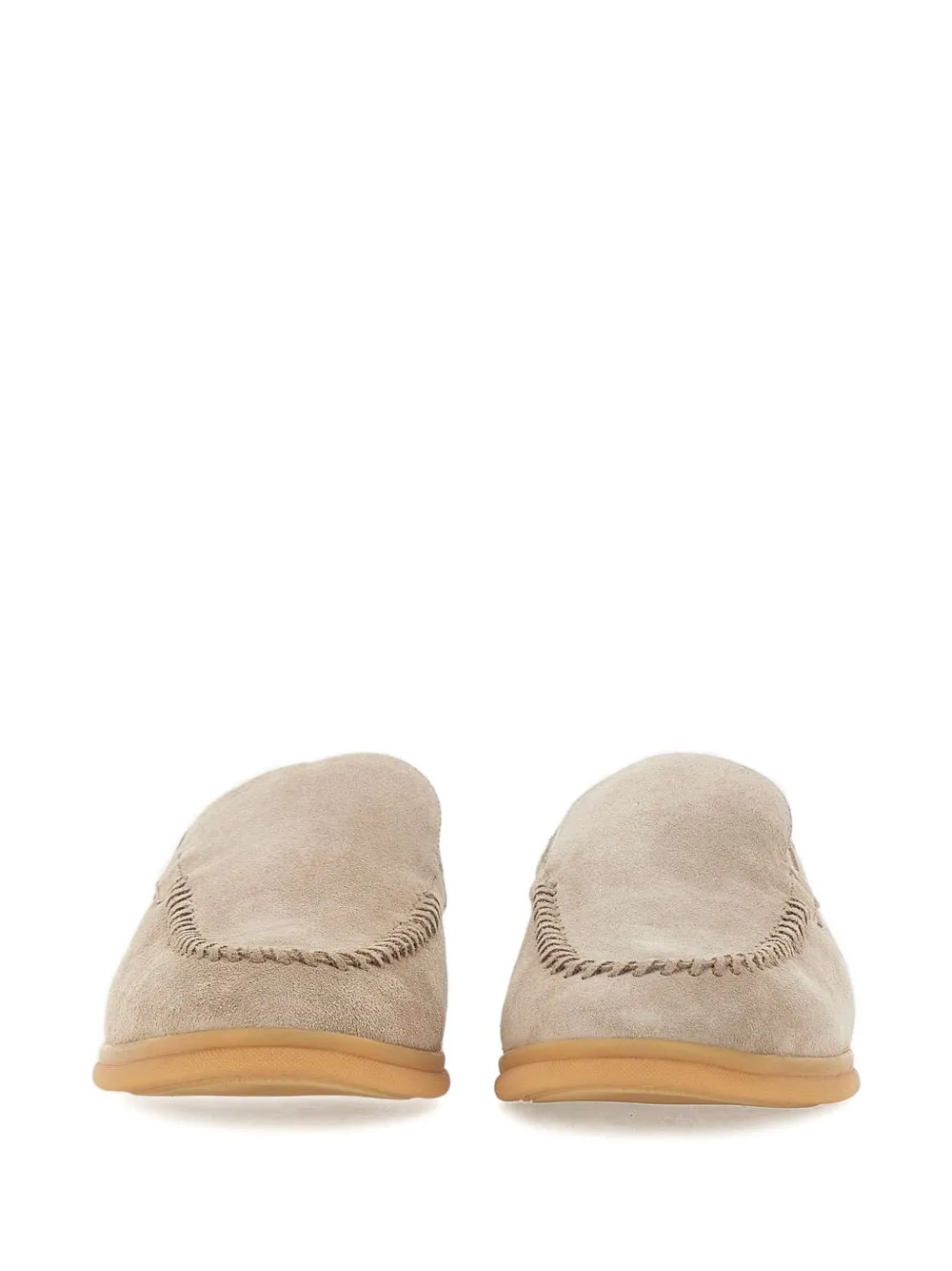Eleventy stitched suede loafers Beige