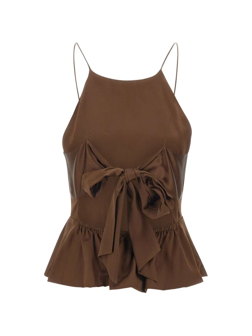 The Garment Cata Halterneck Peplum Top - Brown 