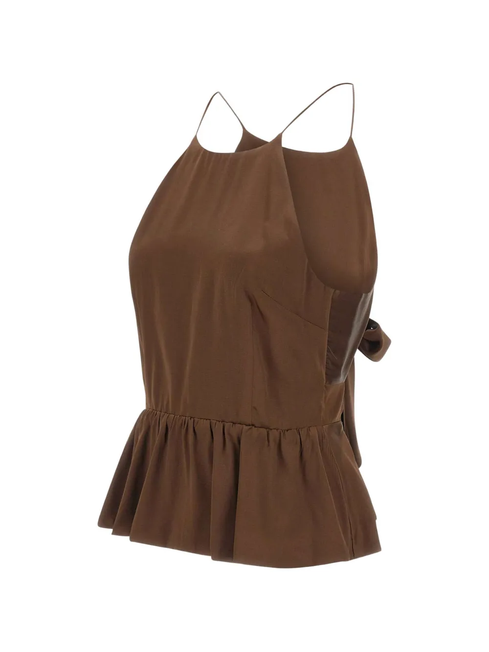  The Garment Cata Halterneck Peplum Top - Brown 