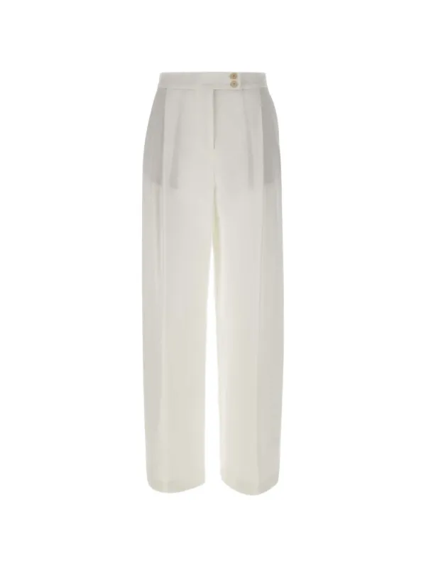 Eleventy Palazzo Pleated Trousers in White