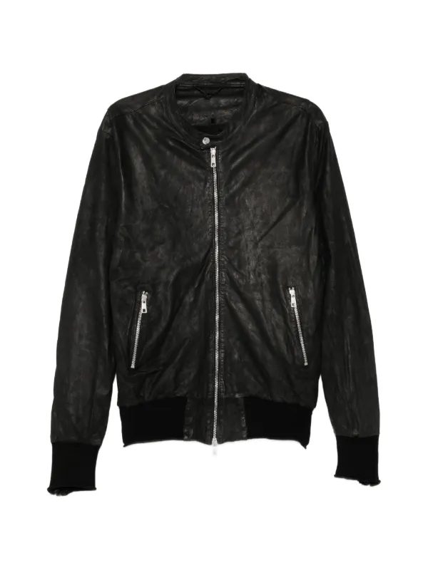 Giorgio Brato スタンドカラー レザージャケット | ブラック | FARFETCH JP