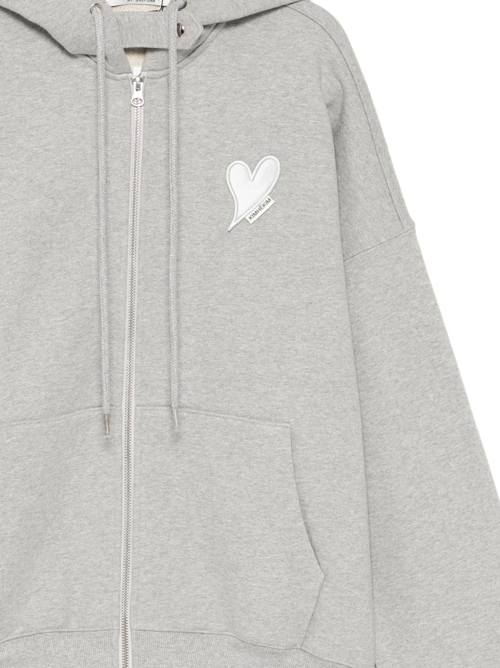 Heart Patched Zip-Up Hoodie
