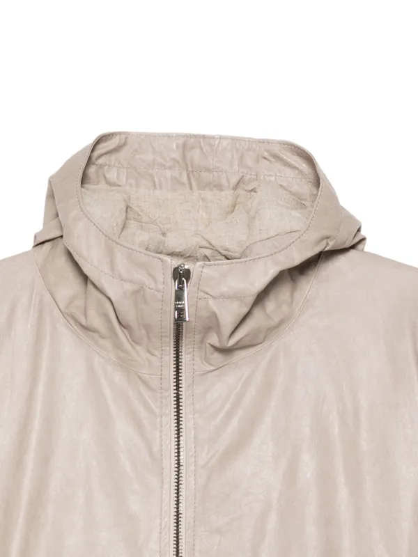 Giorgio Brato Leather Hooded Jacket | Neutrals | FARFETCH FI