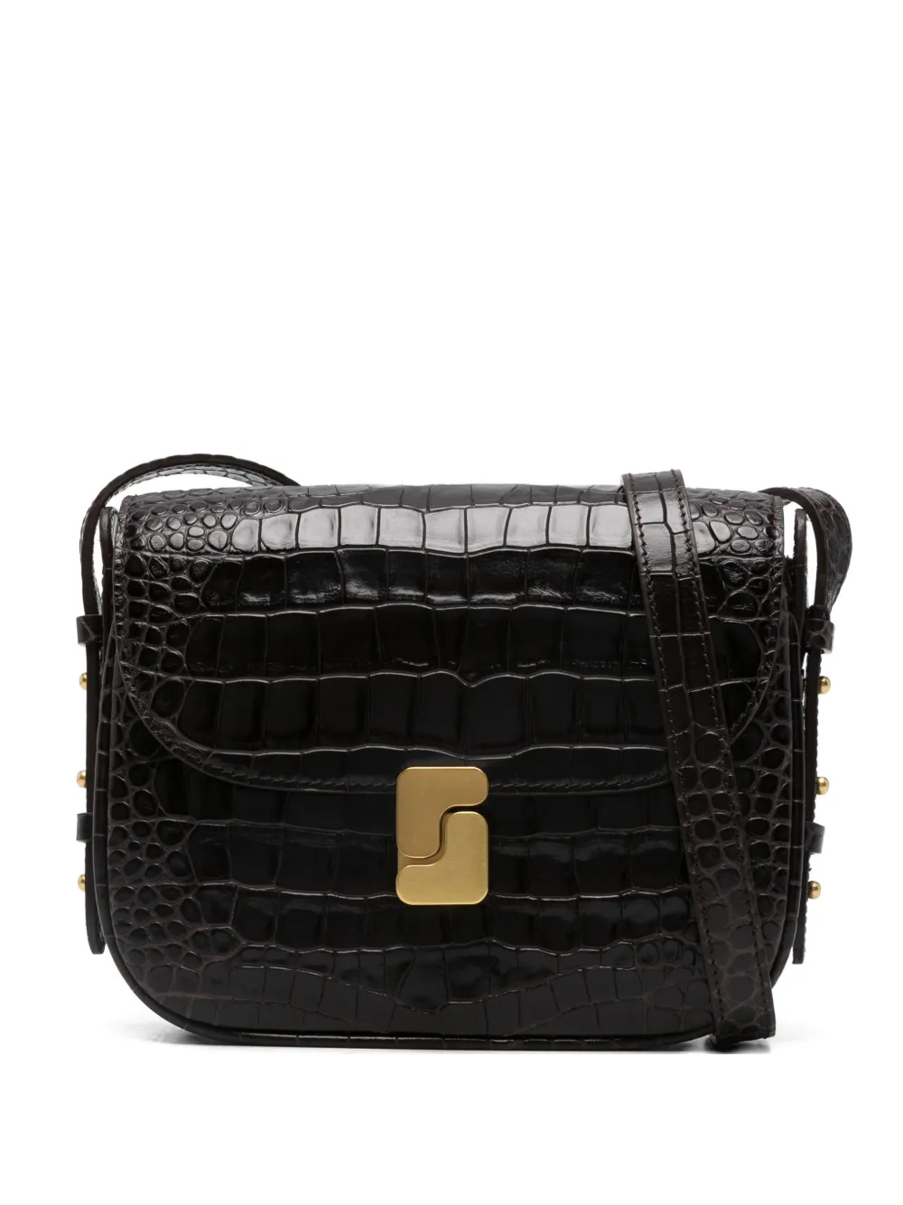 Soeur Mini Embossed-leather Shoulder Bag In Brown