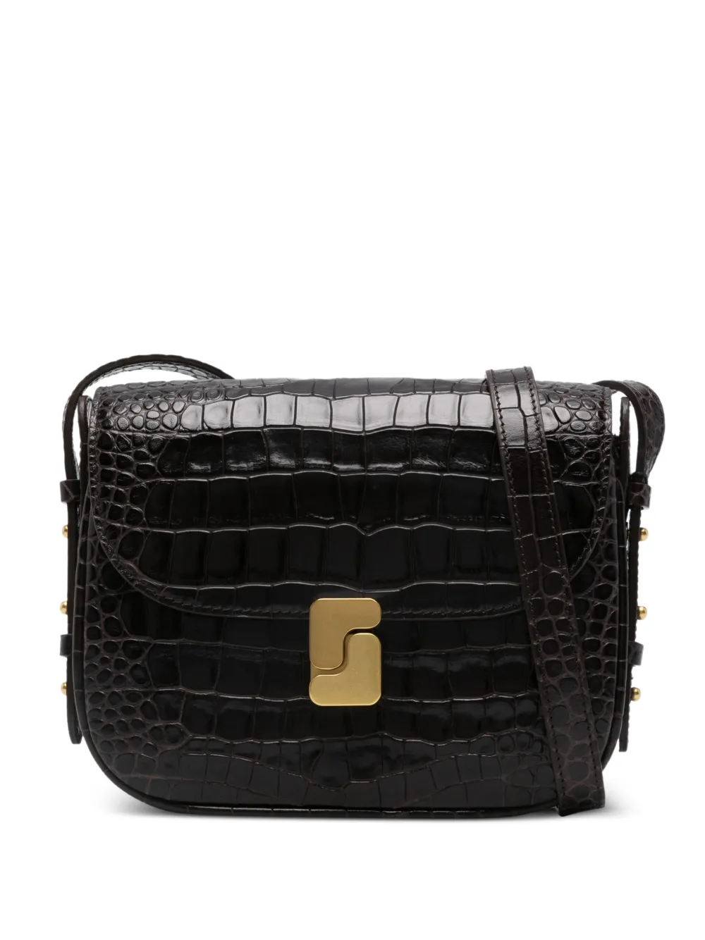 Soeur mini embossed-leather shoulder bag - Marrone