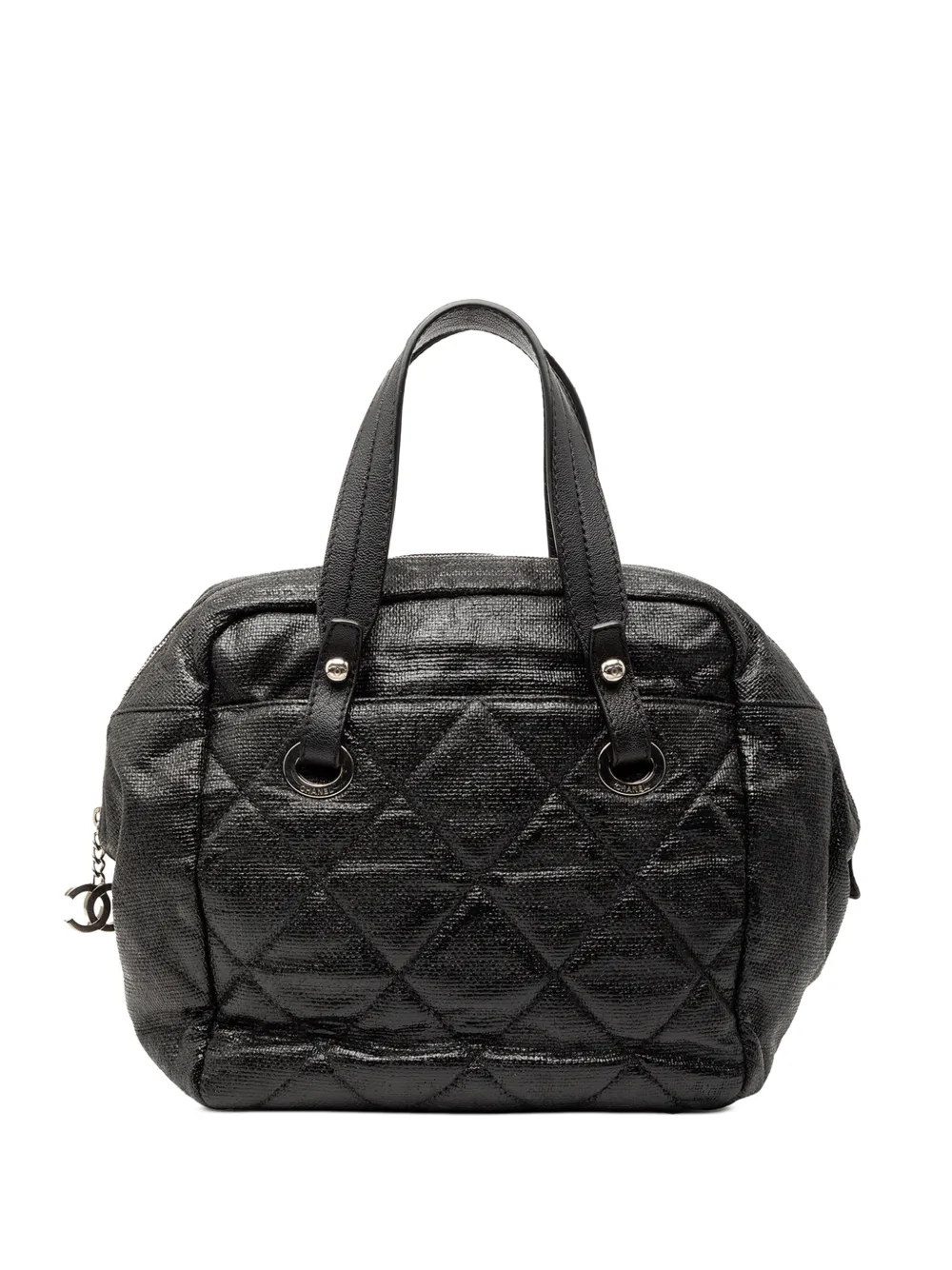 CHANEL Pre-Owned 2008-2009 Quilted Coated Canvas Paris Biarritz Bowler Bag handbag - Nero