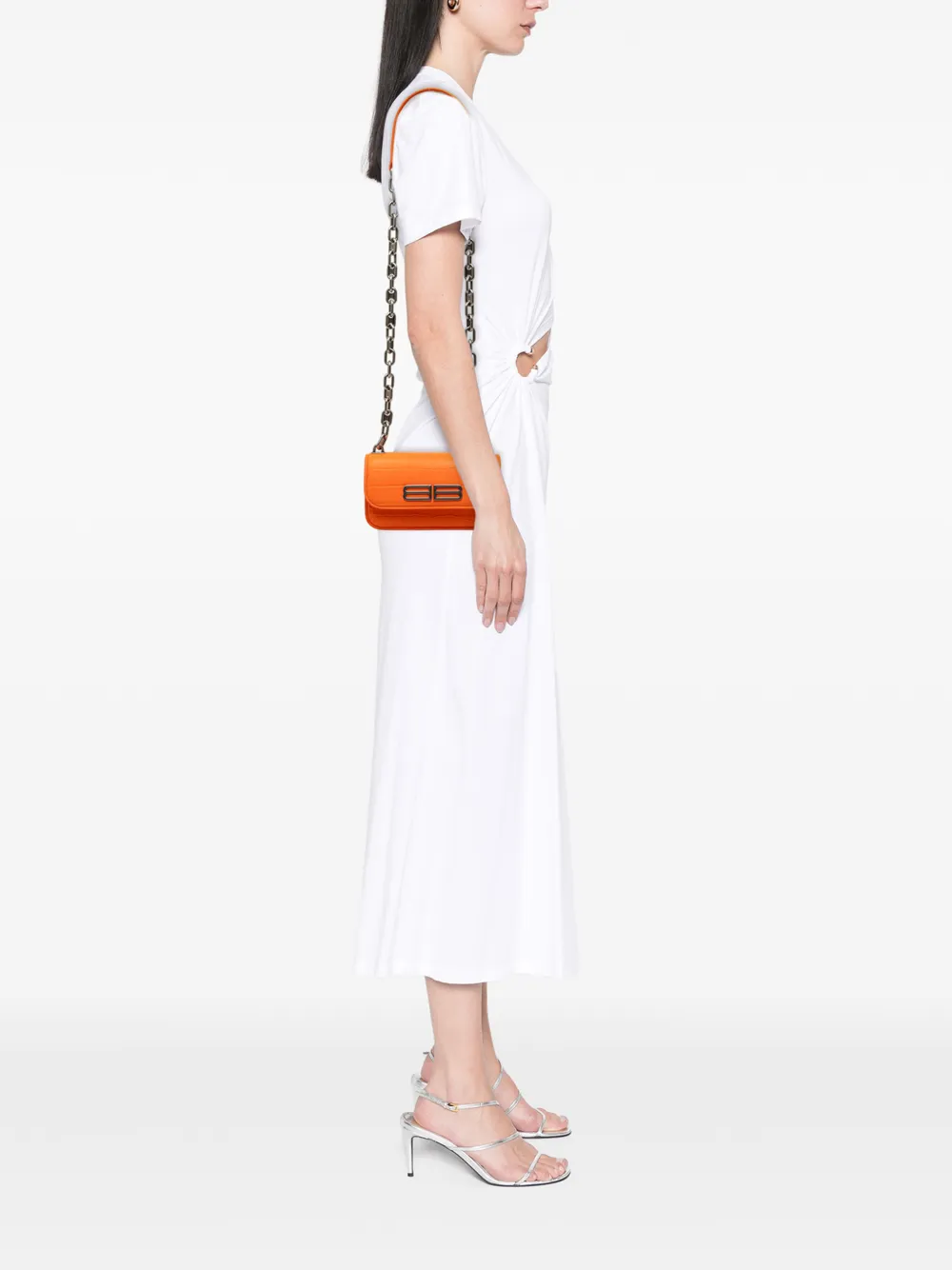  Balenciaga Pre-owned Bandolera Gossip Chain Bag Xs De Piel De Becerro Con Efecto De Piel De Cocodrilo En Relieve 2022 - Naranja 
