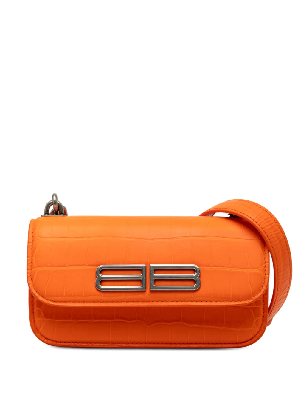 Balenciaga Pre-Owned 2022 Croc Embossed Calfskin Gossip Chain Bag XS crossbody bag - Arancione
