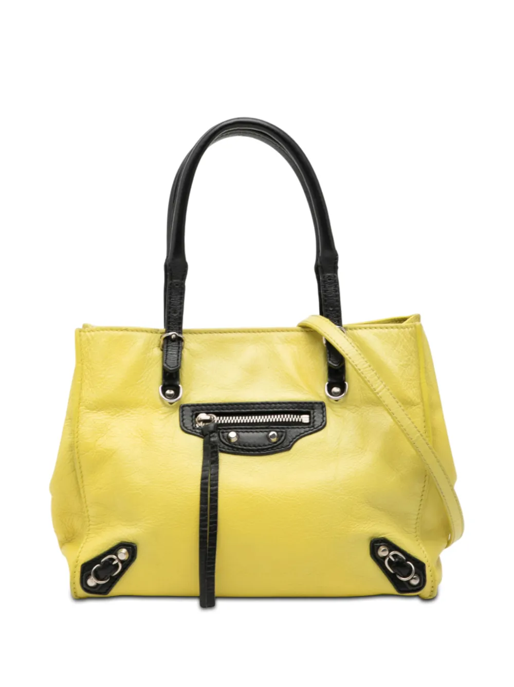 Balenciaga Pre-Owned 2014 Mini Bicolor Leather Papier A4 Zip Around Tote satchel - Nero