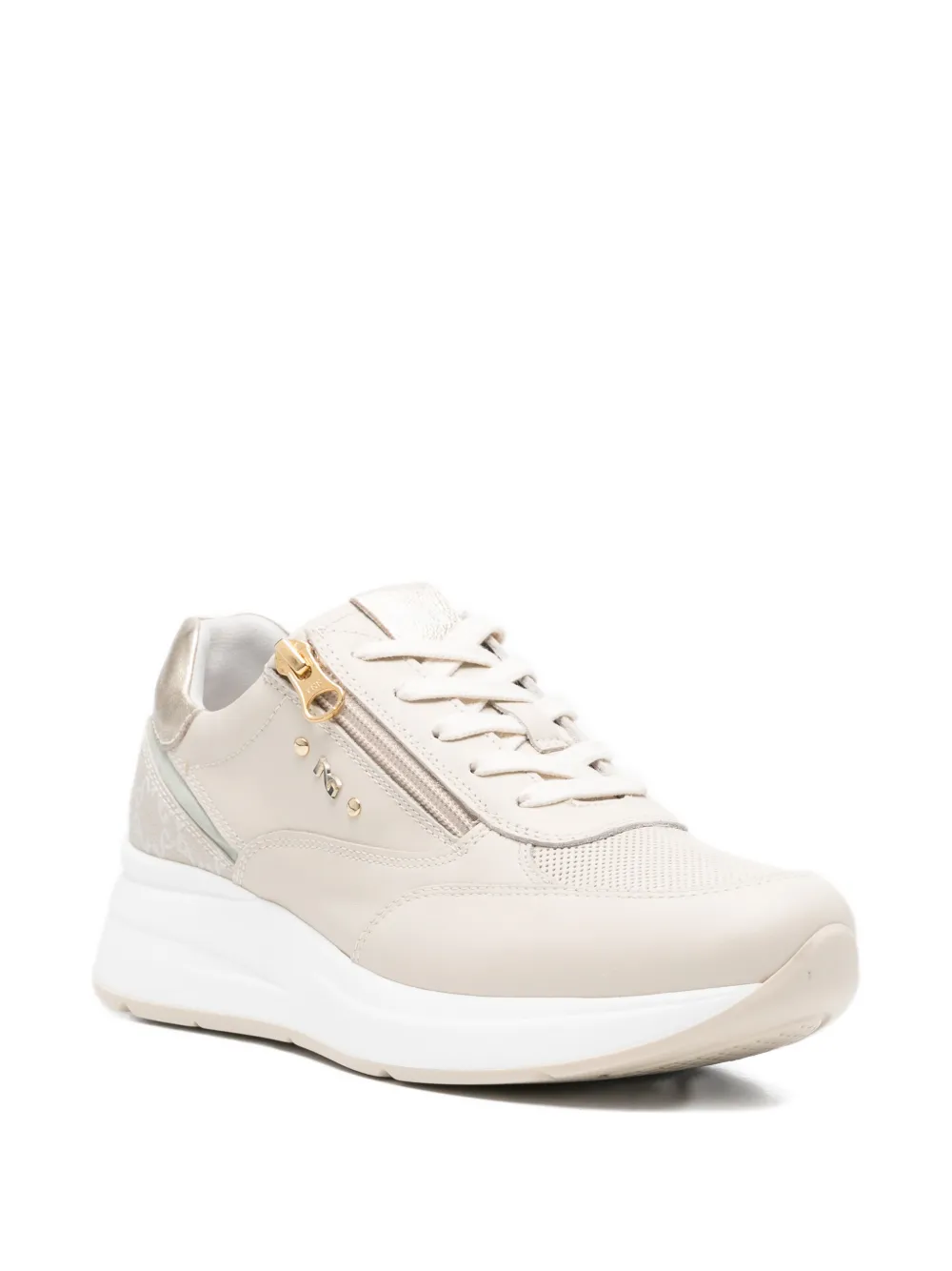 NERO GIARDINI Leren sneakers met rits Beige