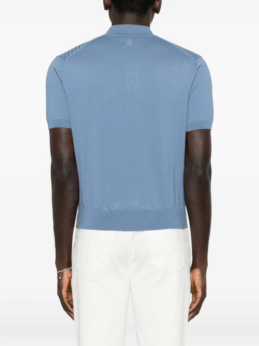 Canali Poloshirt met textuur Blauw