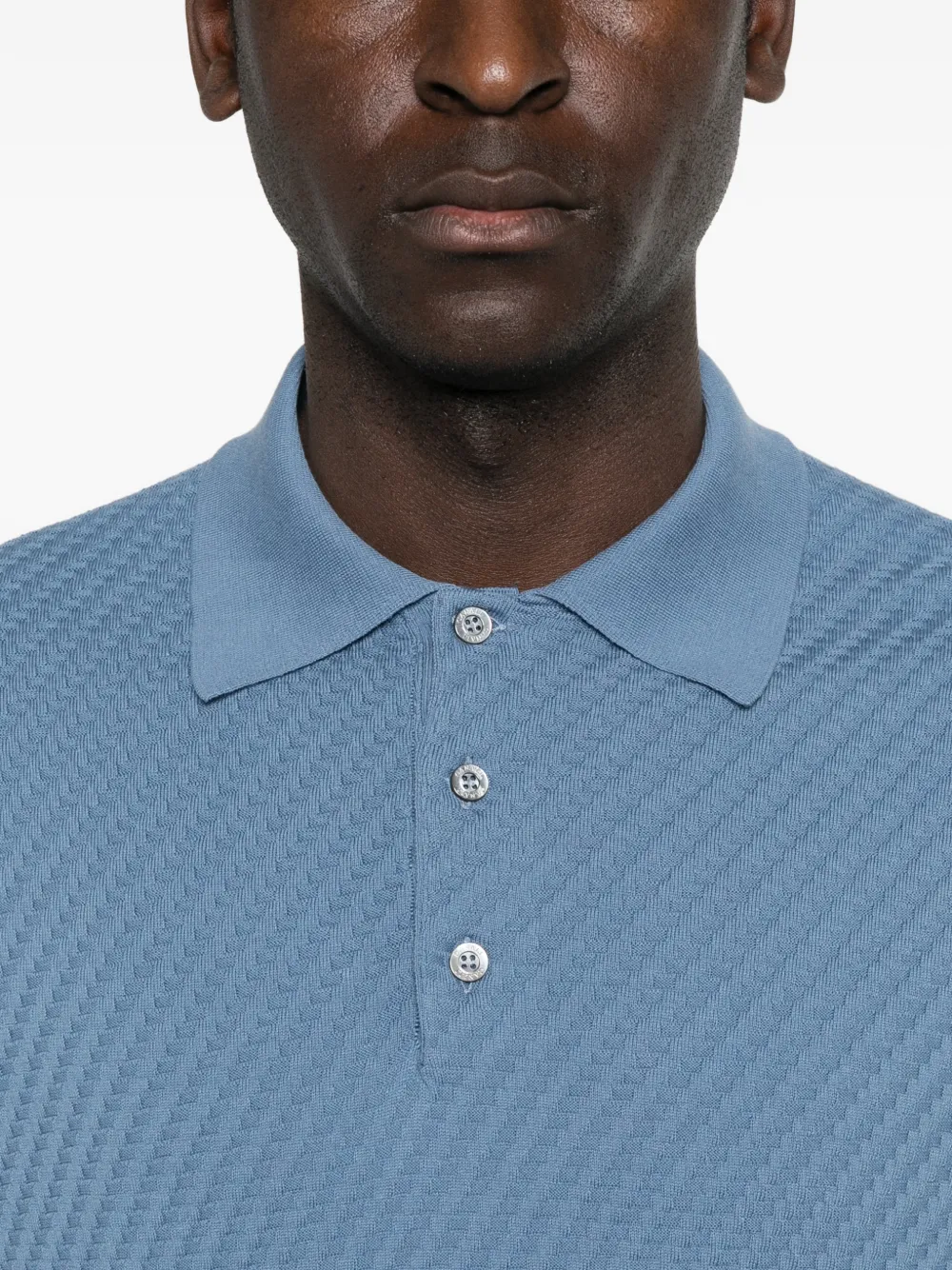 Canali Poloshirt met textuur Blauw