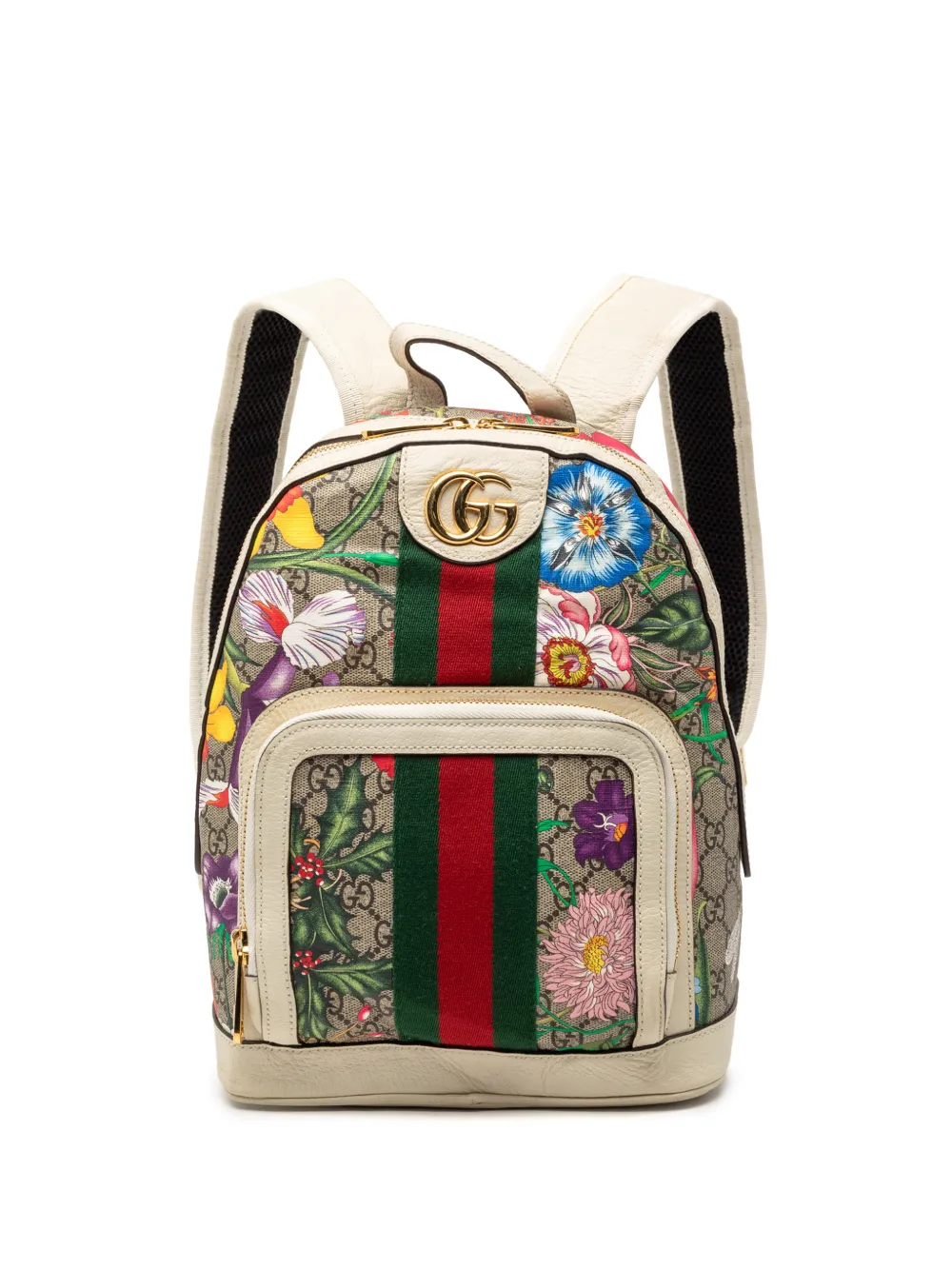 Gucci Pre-Owned 2016-2026 Small GG Supreme Flora Ophidia backpack - Marrone