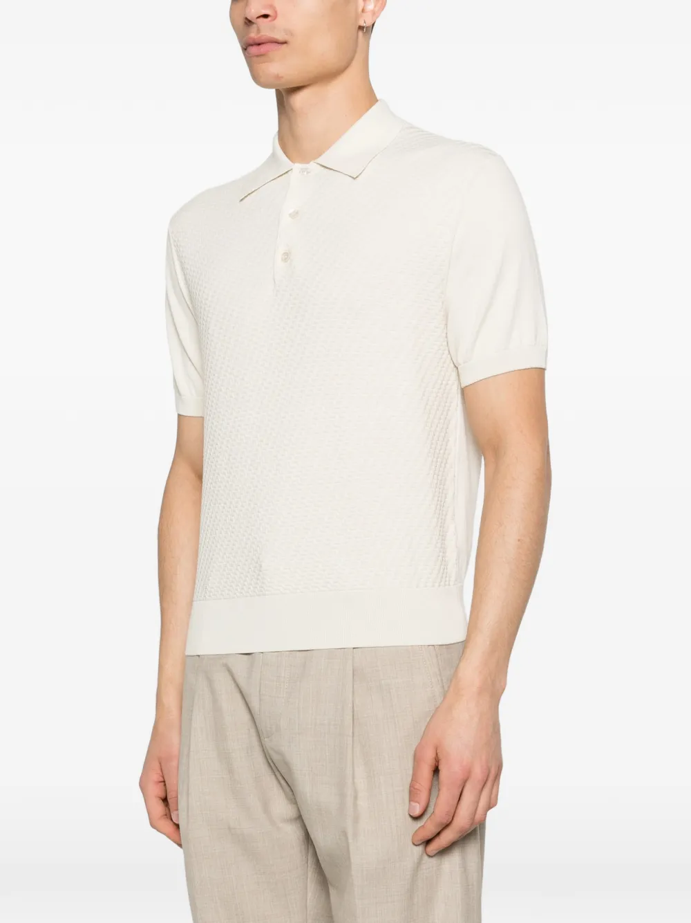  Canali Textured Polo Shirt - Neutrals 