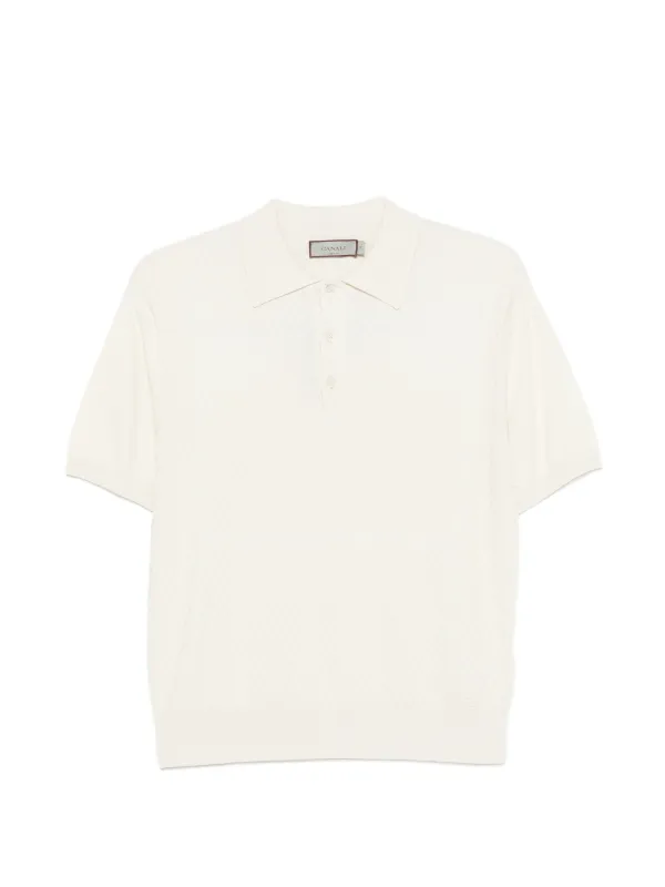 Canali Textured Polo Shirt in Neutrals