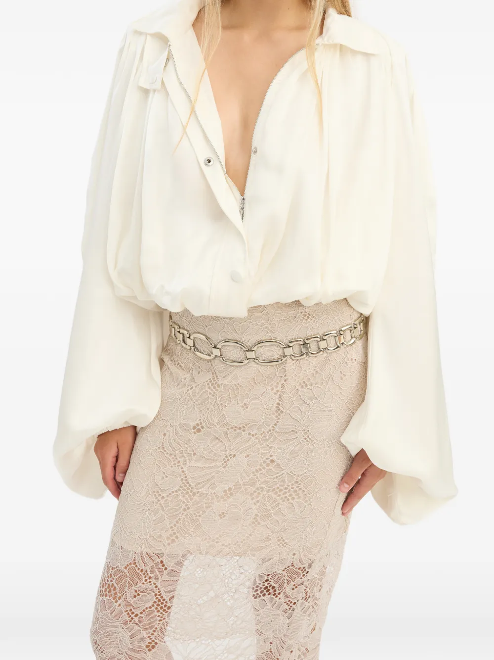 ROTATE BIRGER CHRISTENSEN Midi-kokerrok met kant Beige