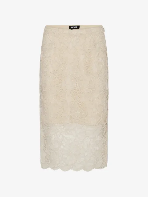 ROTATE BIRGER CHRISTENSEN lace midi pencil skirt cream