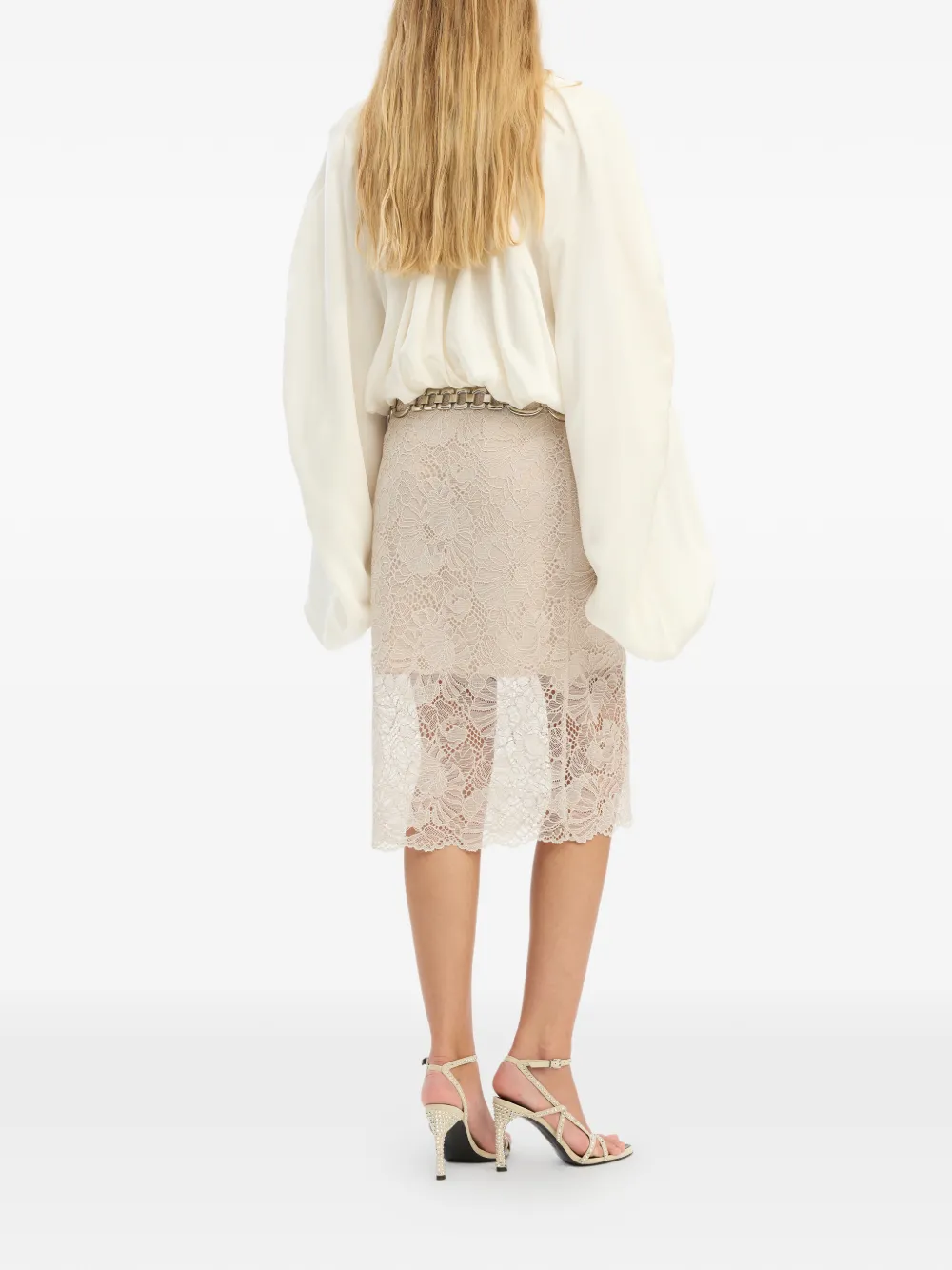 ROTATE BIRGER CHRISTENSEN Midi-kokerrok met kant Beige