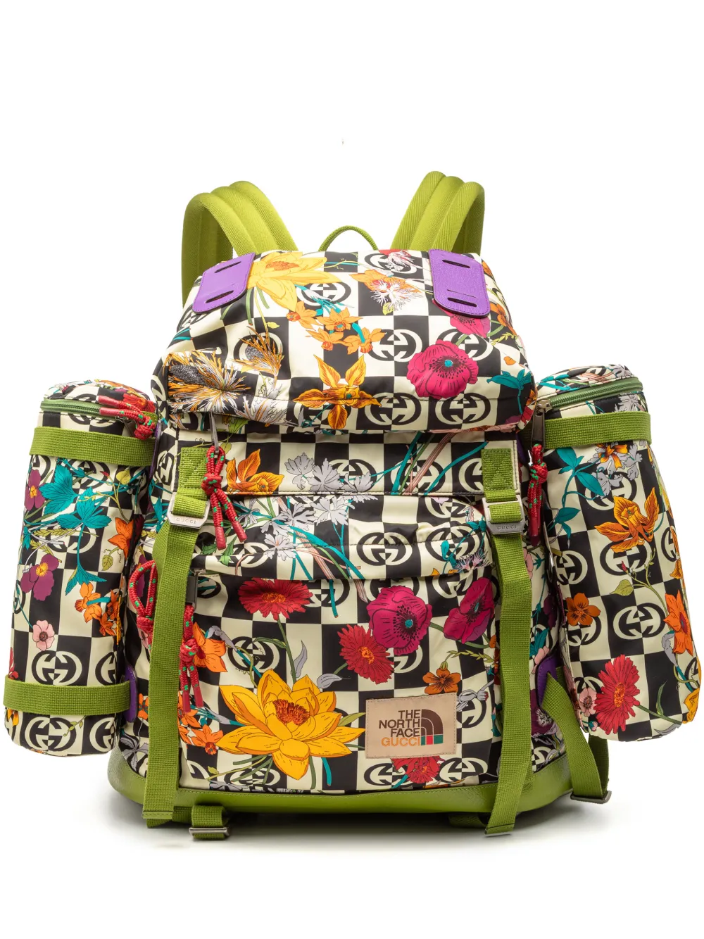 Gucci Pre-Owned 2016-2026 The North Face Floral Multicolor Nylon and Leather backpack - Verde