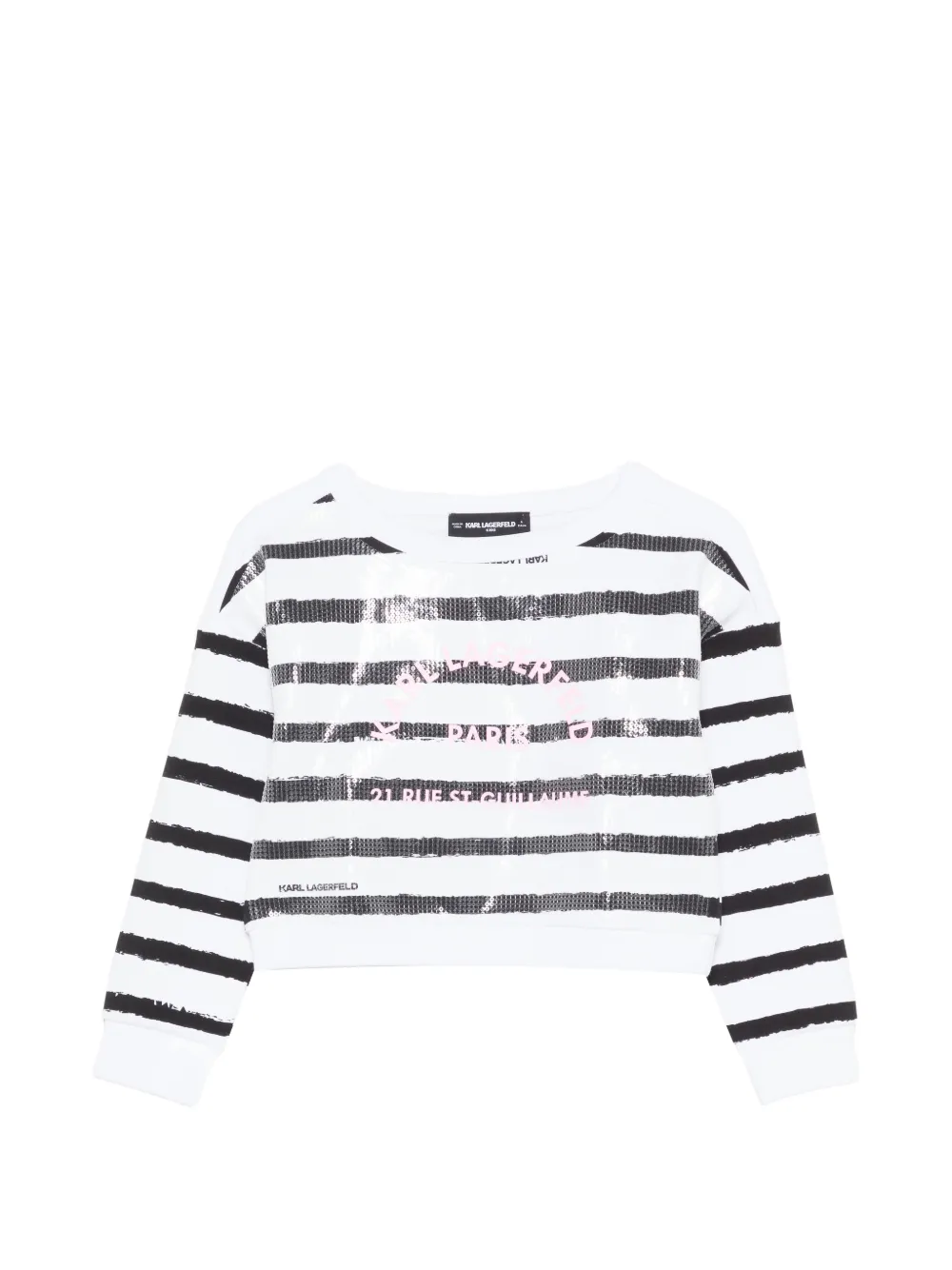 Karl Lagerfeld Kids striped sequin sweatshirt - Bianco