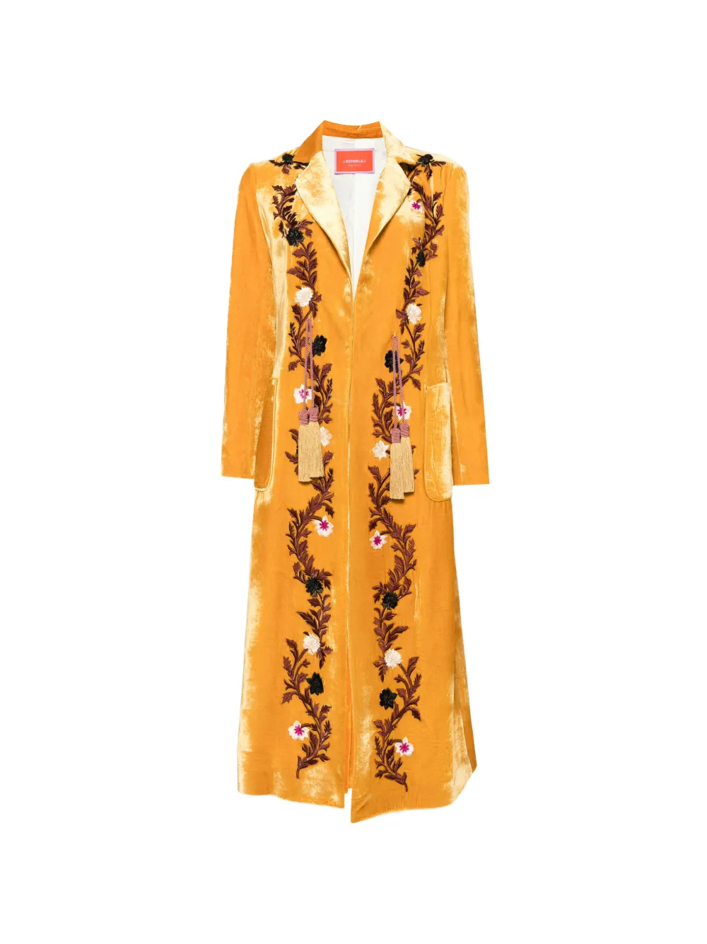 La DoubleJ Duster floral-embroidered tassel coat - Arancione