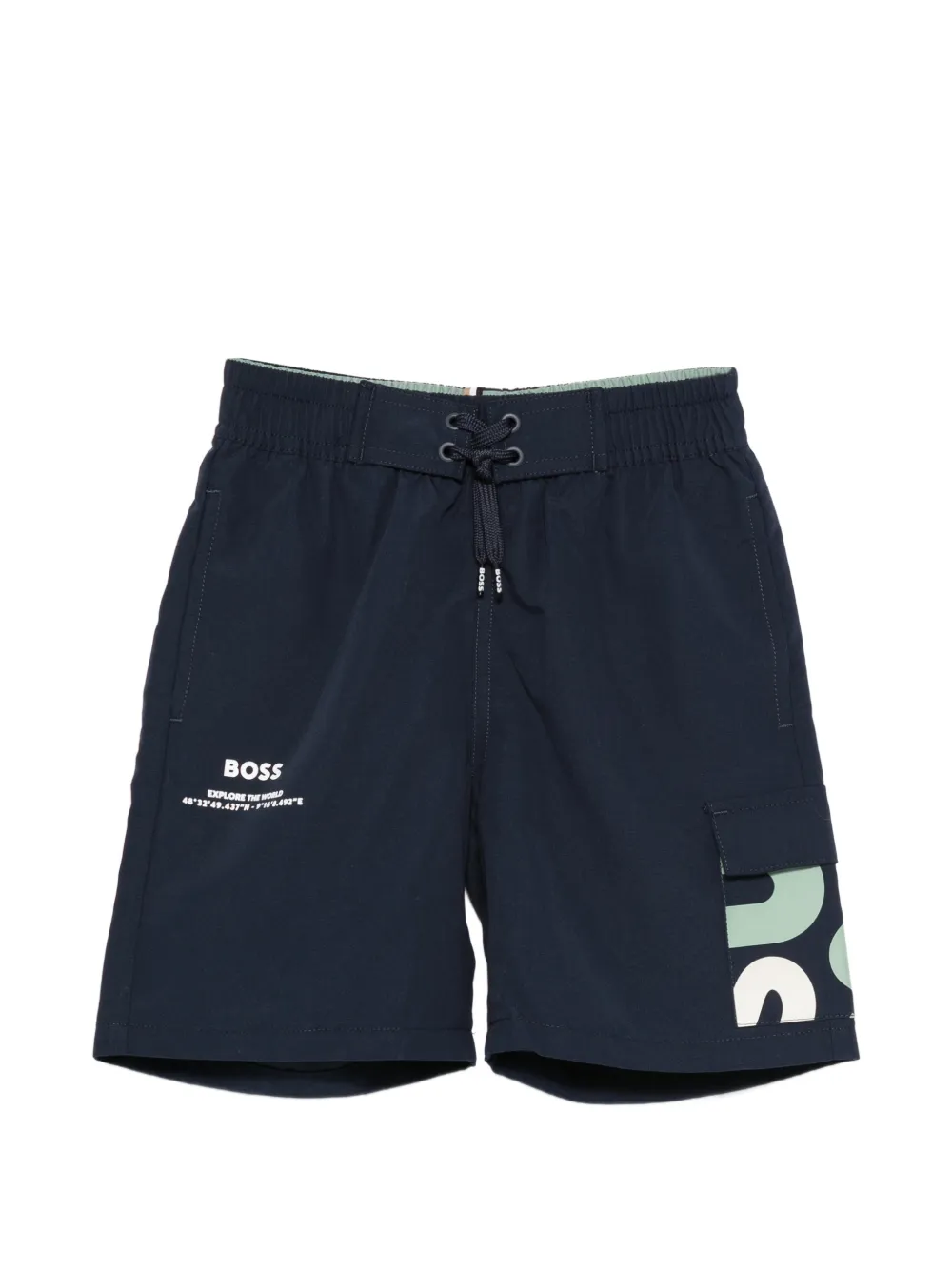 BOSS cargo graphic swim shorts - Blu