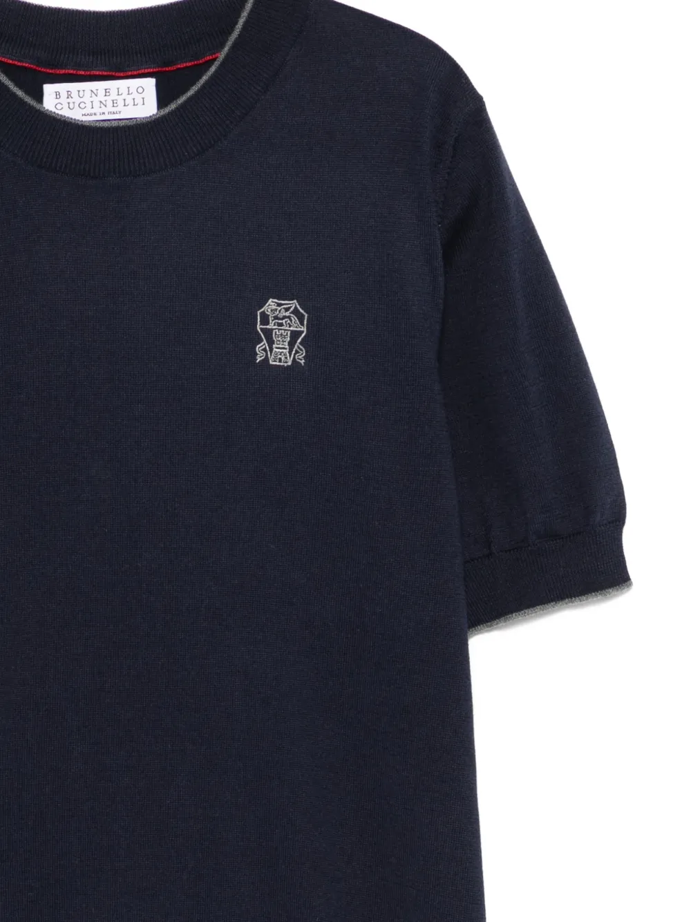 Brunello Cucinelli Kids T-shirt met borduurwerk Blauw